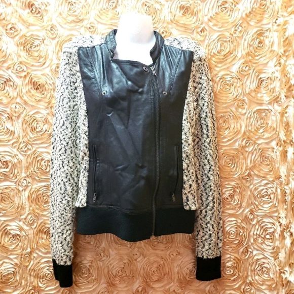 GUESS 🖤🤍 Vegan Leather Trim Jacket Coat - Picture 4 of 13
